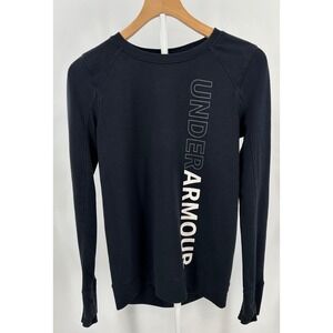 Under Armour Rival Fleece Sweatshirt Black Graphic Crewneck 1318679 Mens Small